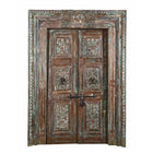 Old Painted Indian Doors From Gujarat - 19thC