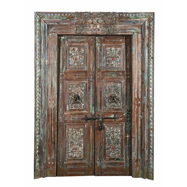 Old Painted Indian Doors From Gujarat - 19thC | Indigo Antiques