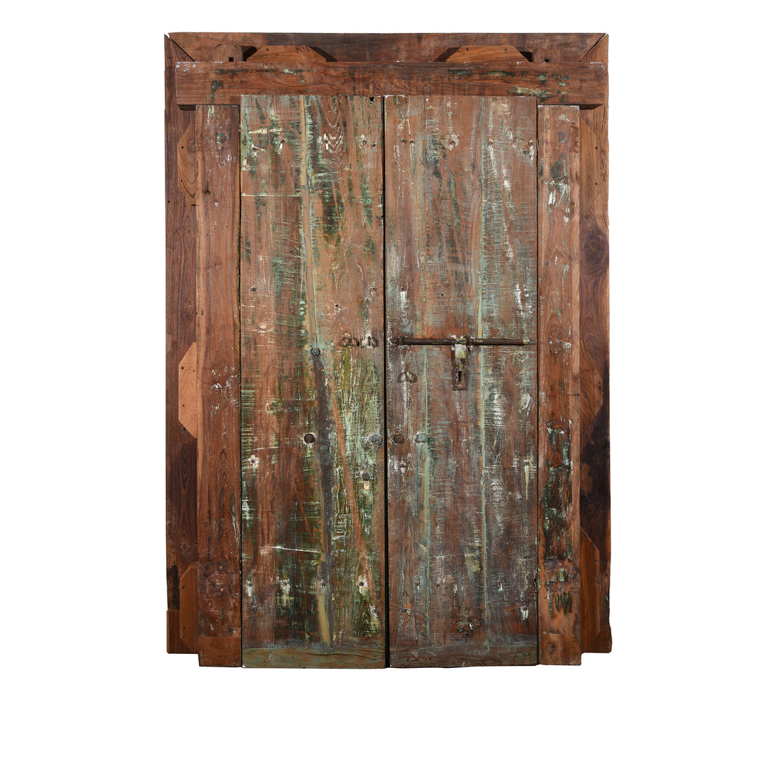 Reverse Of Old Painted Indian Doors From Gujarat - 19thC | Indigo Antiques