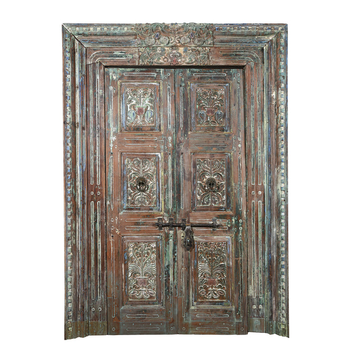 Old Painted Indian Doors From Gujarat - 19thC | Indigo Antiques