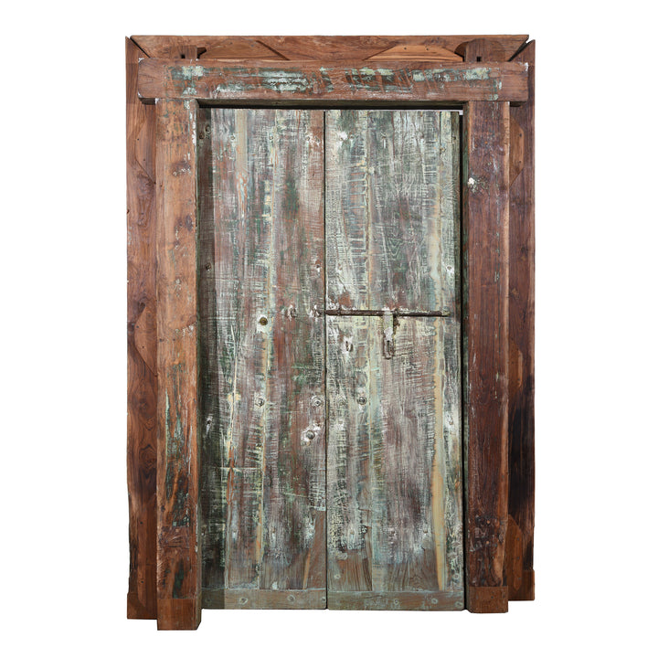 Reverse Of Old Painted Indian Doors From Gujarat - 19thC | Indigo Antiques