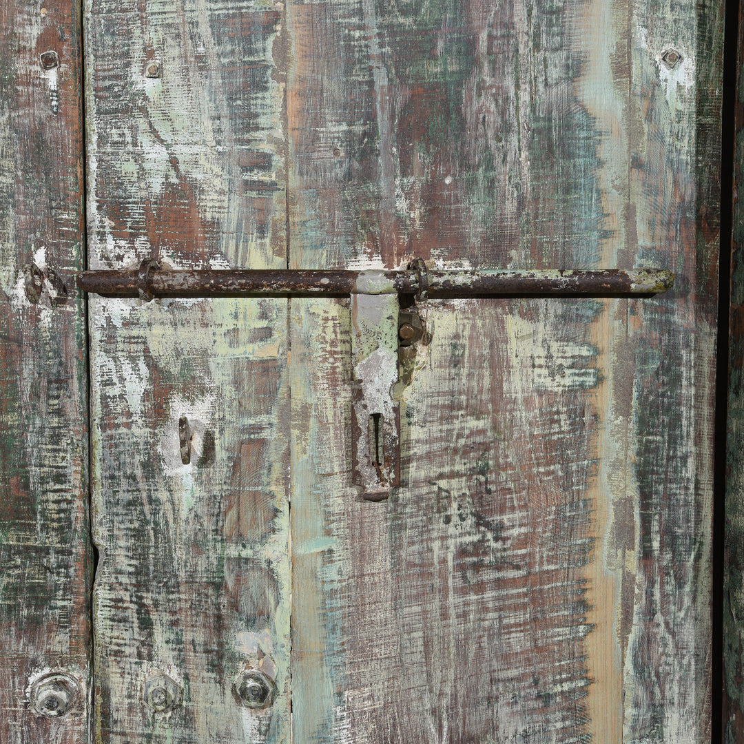Lock On Reverse Of Old Painted Indian Doors From Gujarat - 19thC | Indigo Antiques
