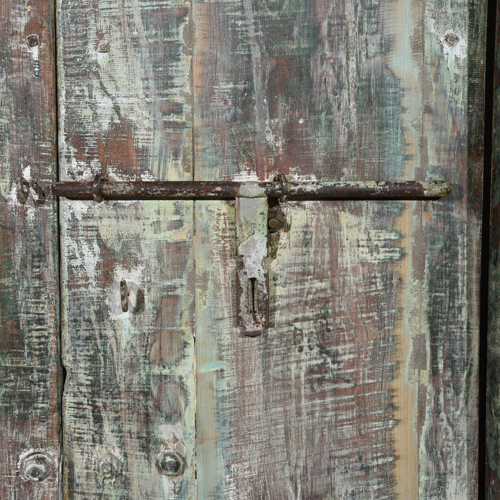 Lock On Reverse Of Old Painted Indian Doors From Gujarat - 19thC | Indigo Antiques