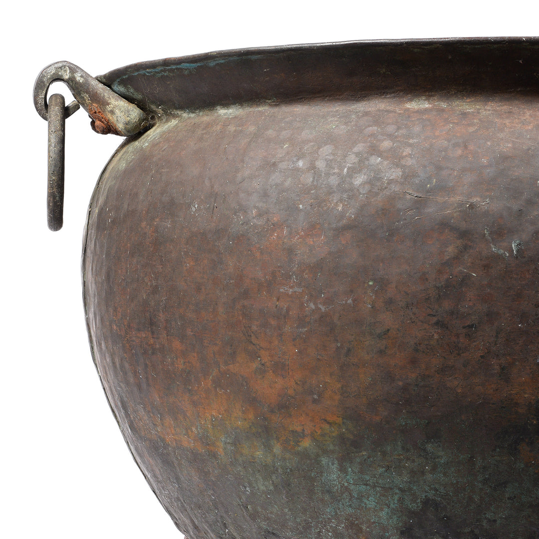 Handle Detail From Indian Beaten Copper Planter - 19thC | Indigo Antiques