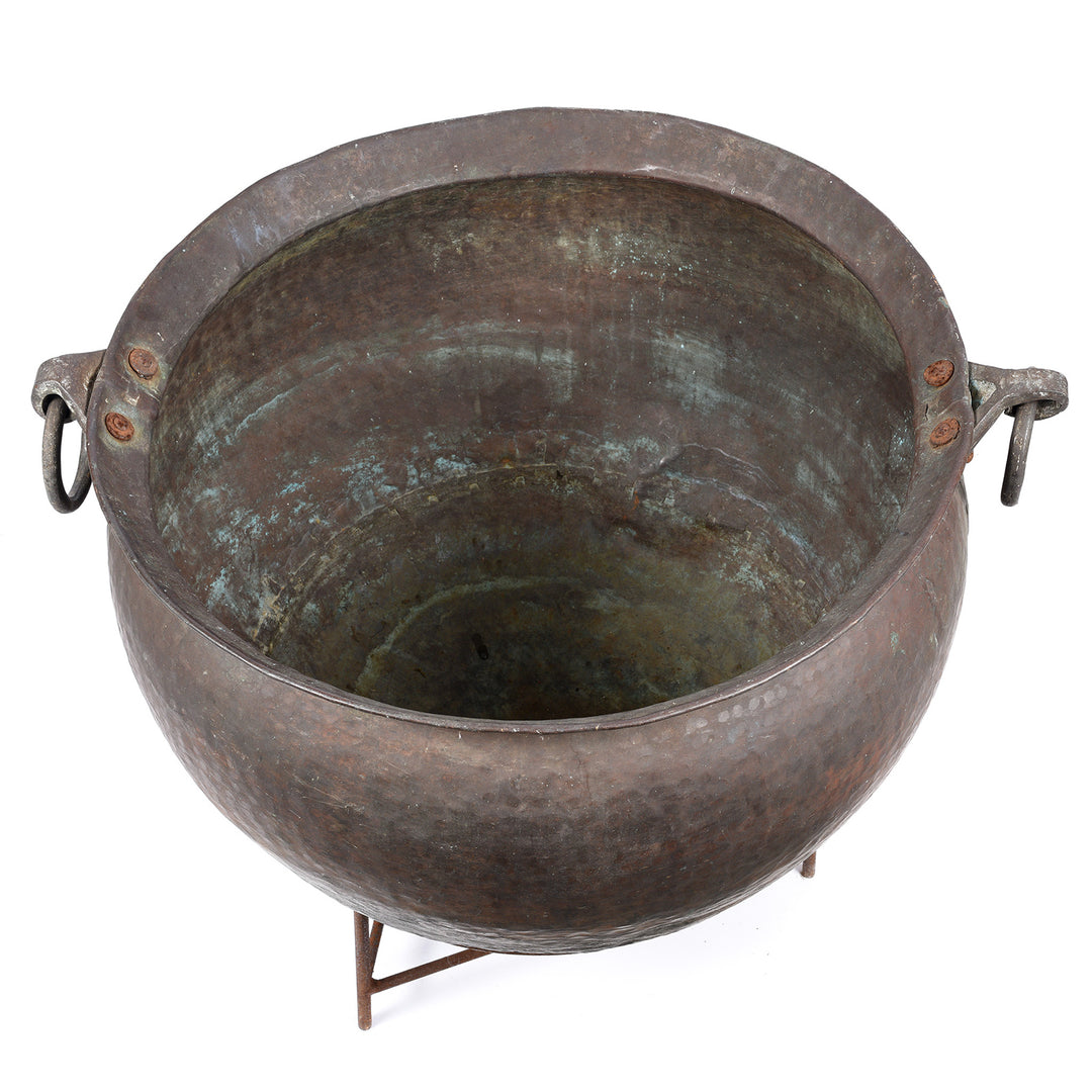 Top Down View Of Indian Beaten Copper Planter - 19thC | Indigo Antiques