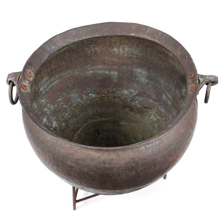 Top Down View Of Indian Beaten Copper Planter - 19thC | Indigo Antiques