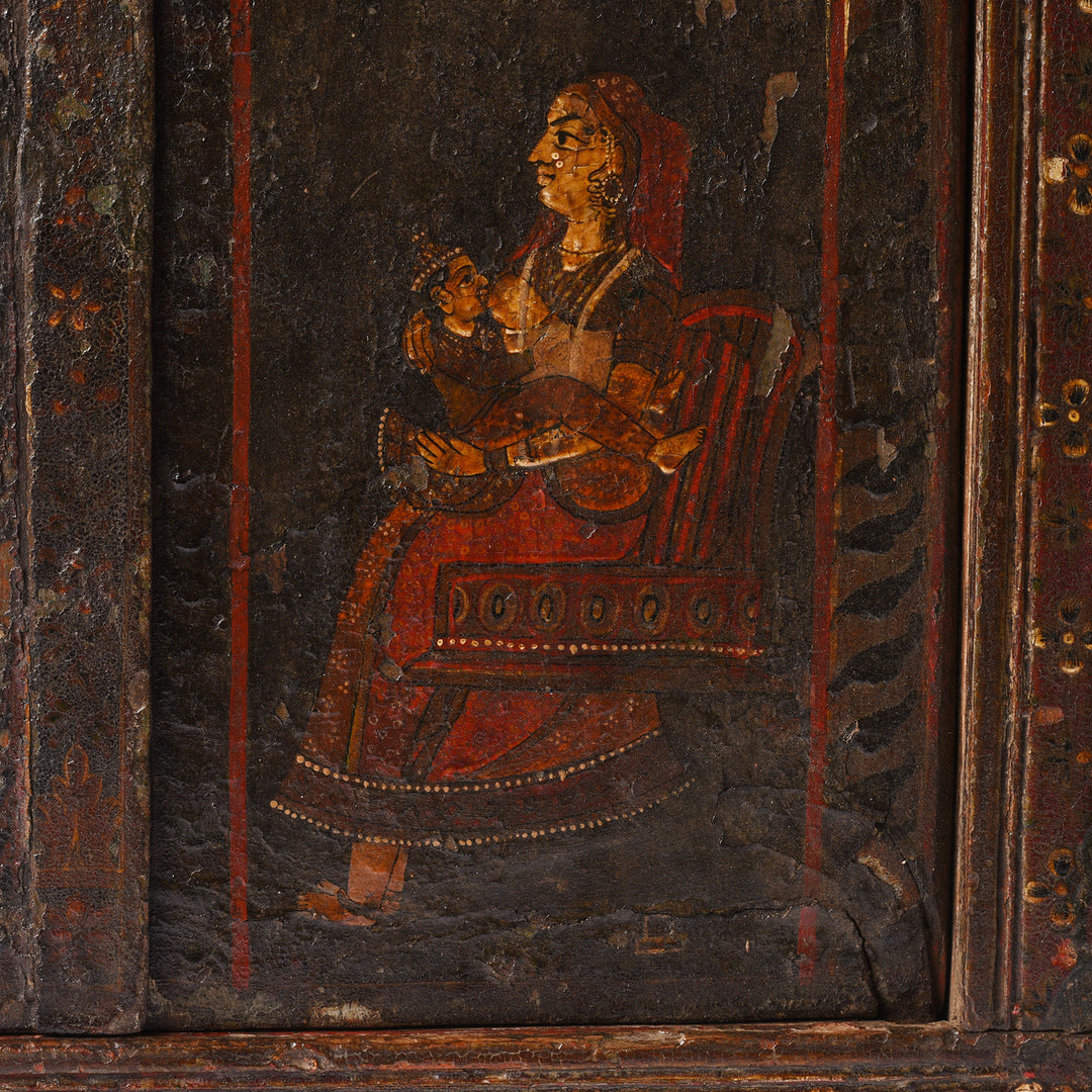 Detail From Painted Indian Windows From Bikaner - 19thC | Indigo Antiques