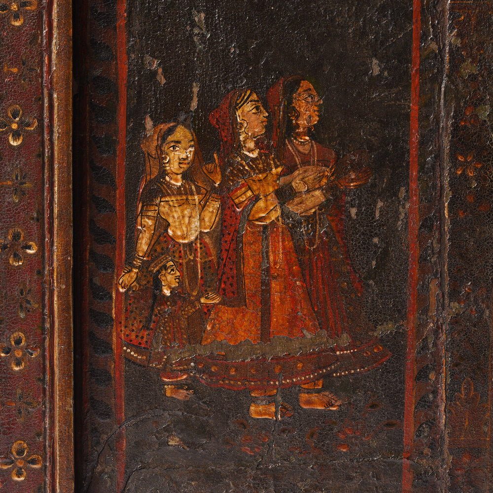 Detail From Painted Indian Windows From Bikaner - 19thC | Indigo Antiques