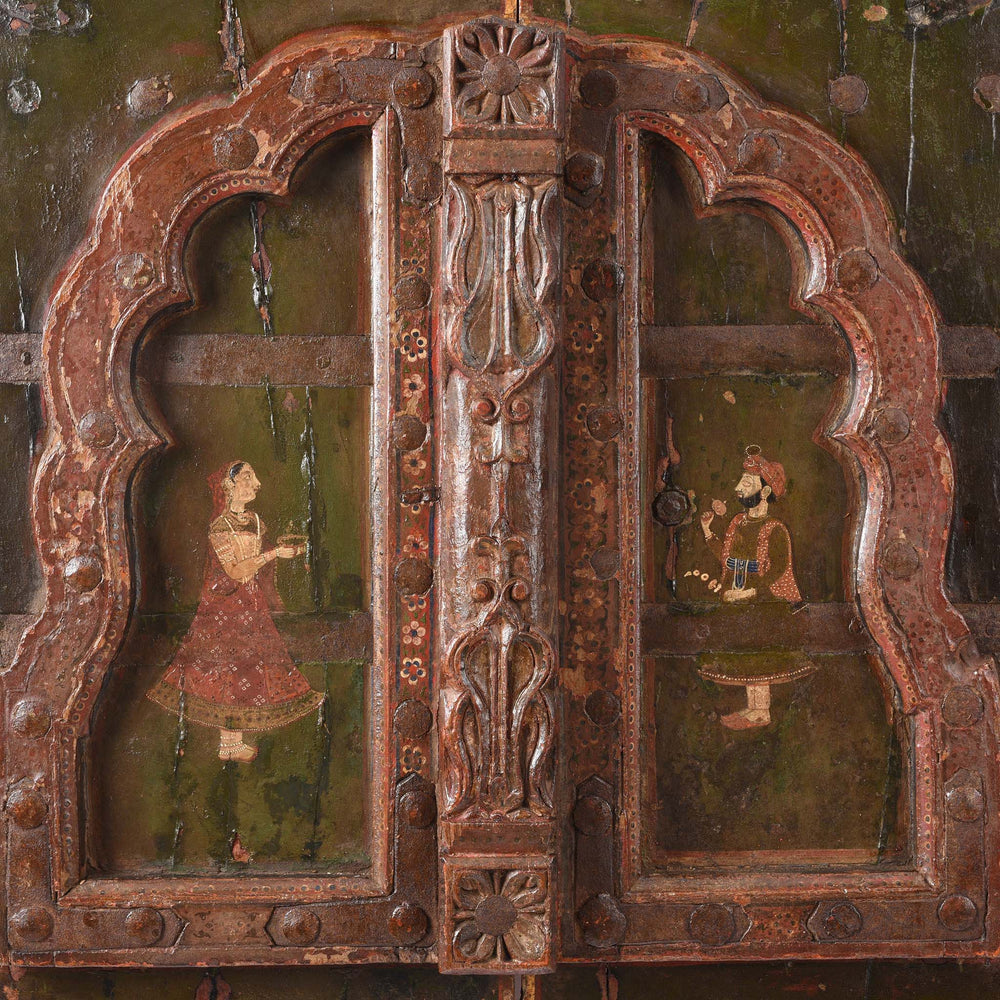 Detail From Painted Indian Windows From Bikaner - 19thC | Indigo Antiques