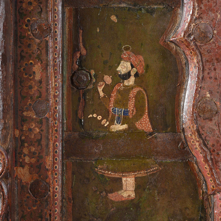 Maharaja Detail From Painted Indian Windows From Bikaner - 19thC | Indigo Antiques