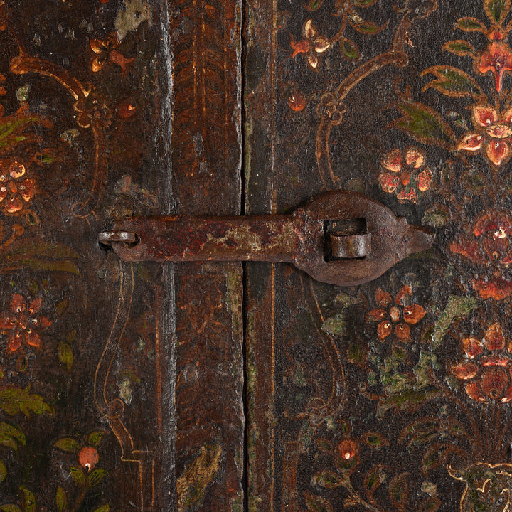 Latch Detail From Antique Painted Bikaner Shrine Shutters - 18thC | Indigo Antiques