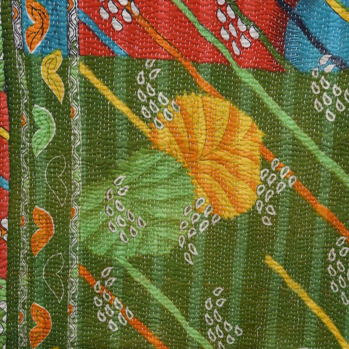 Detail From Vintage Bengali Kantha Throw | Indigo Antiques