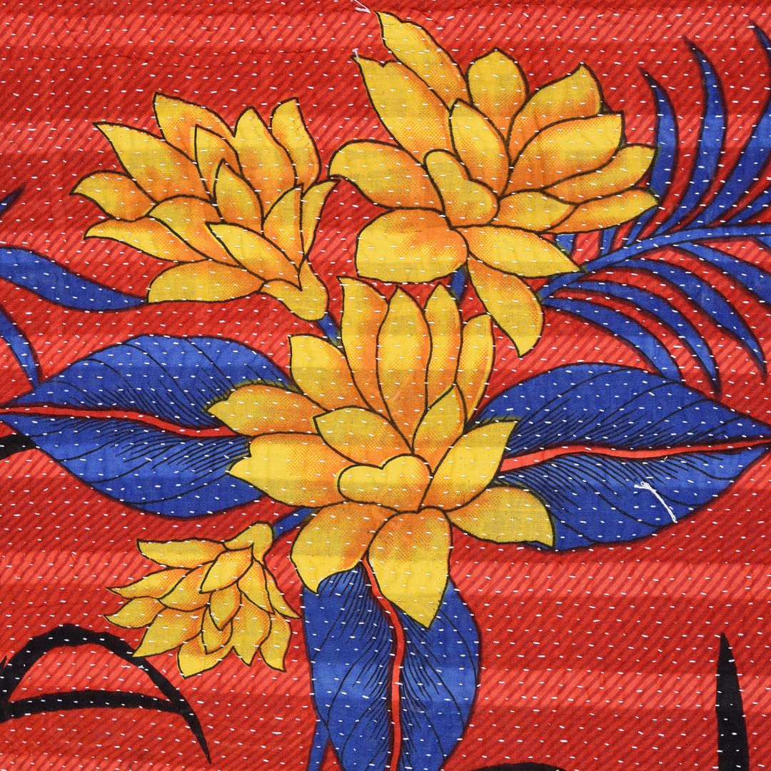 Detail From Vintage Bengali Kantha Throw | Indigo Antiques