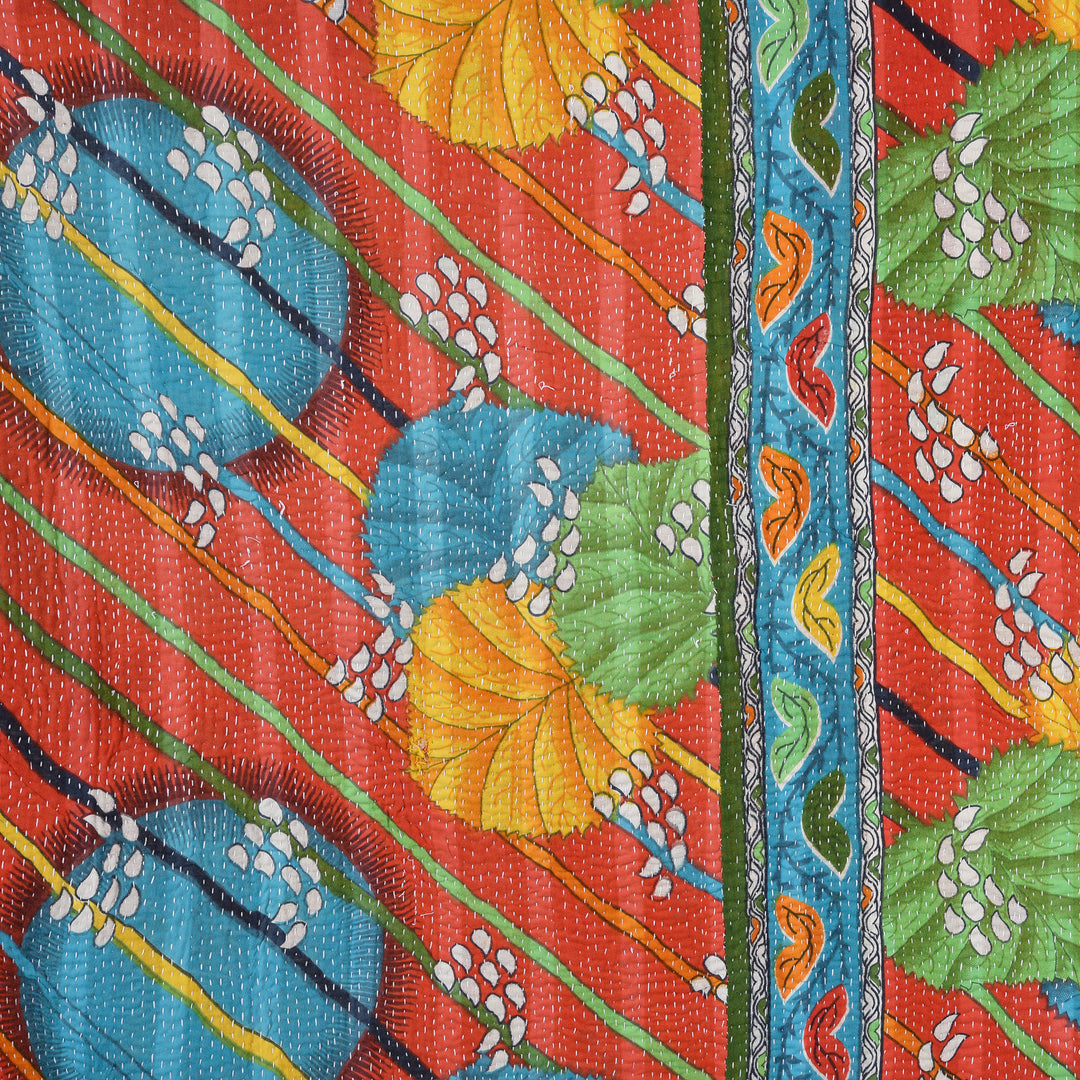 Detail From Vintage Bengali Kantha Throw | Indigo Antiques
