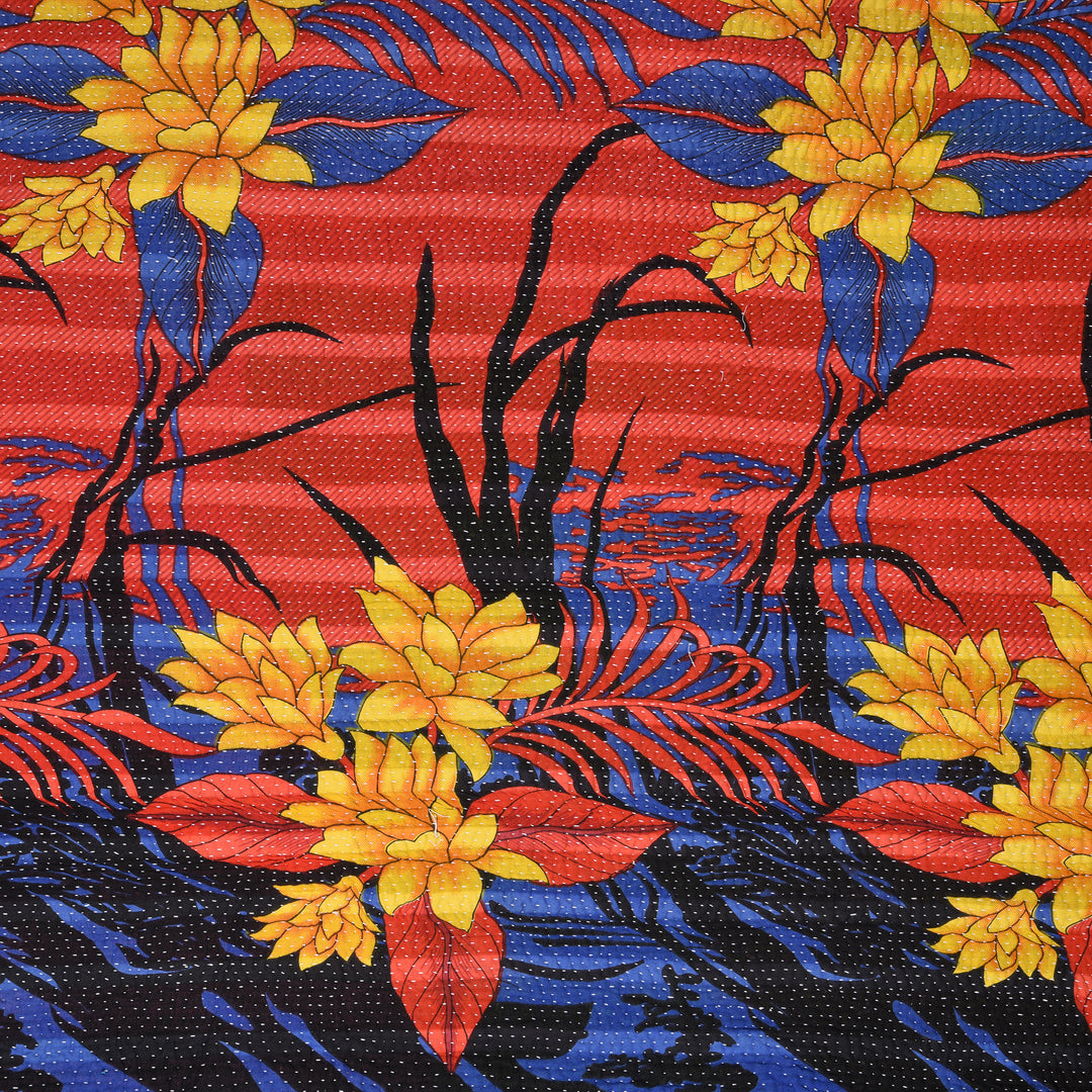 Detail From Vintage Bengali Kantha Throw | Indigo Antiques