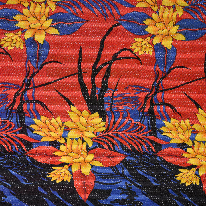 Detail From Vintage Bengali Kantha Throw | Indigo Antiques