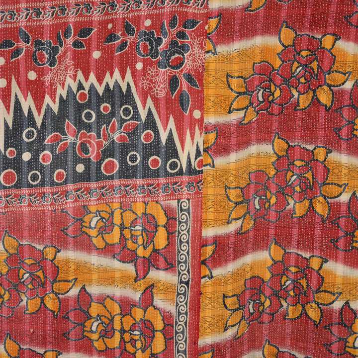 Detail From Vintage Bengali Kantha Throw | Indigo Antiques