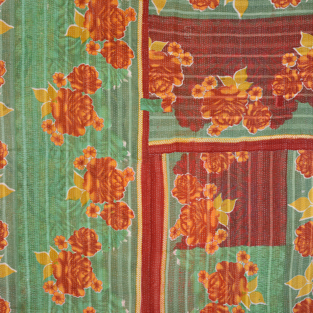 Detail From Vintage Bengali Kantha Throw | Indigo Antiques