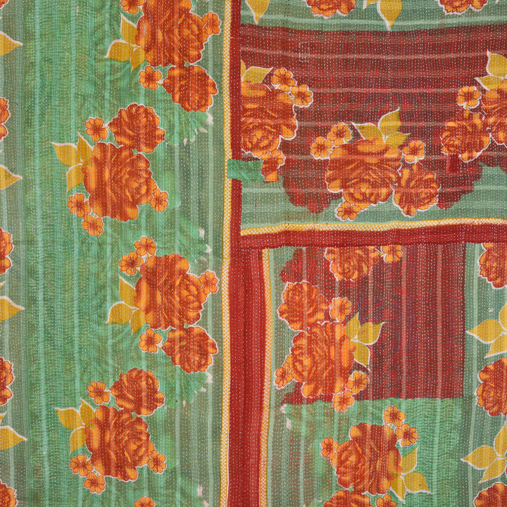Detail From Vintage Bengali Kantha Throw | Indigo Antiques