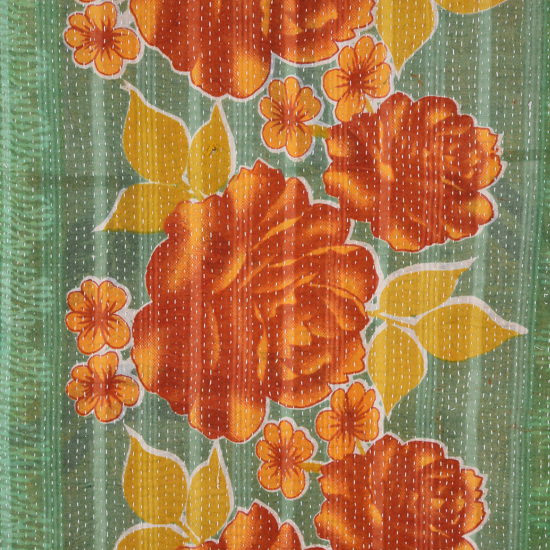 Detail From Vintage Bengali Kantha Throw | Indigo Antiques