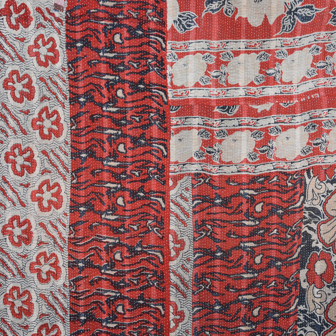 Detail From Vintage Bengali Kantha Throw | Indigo Antiques