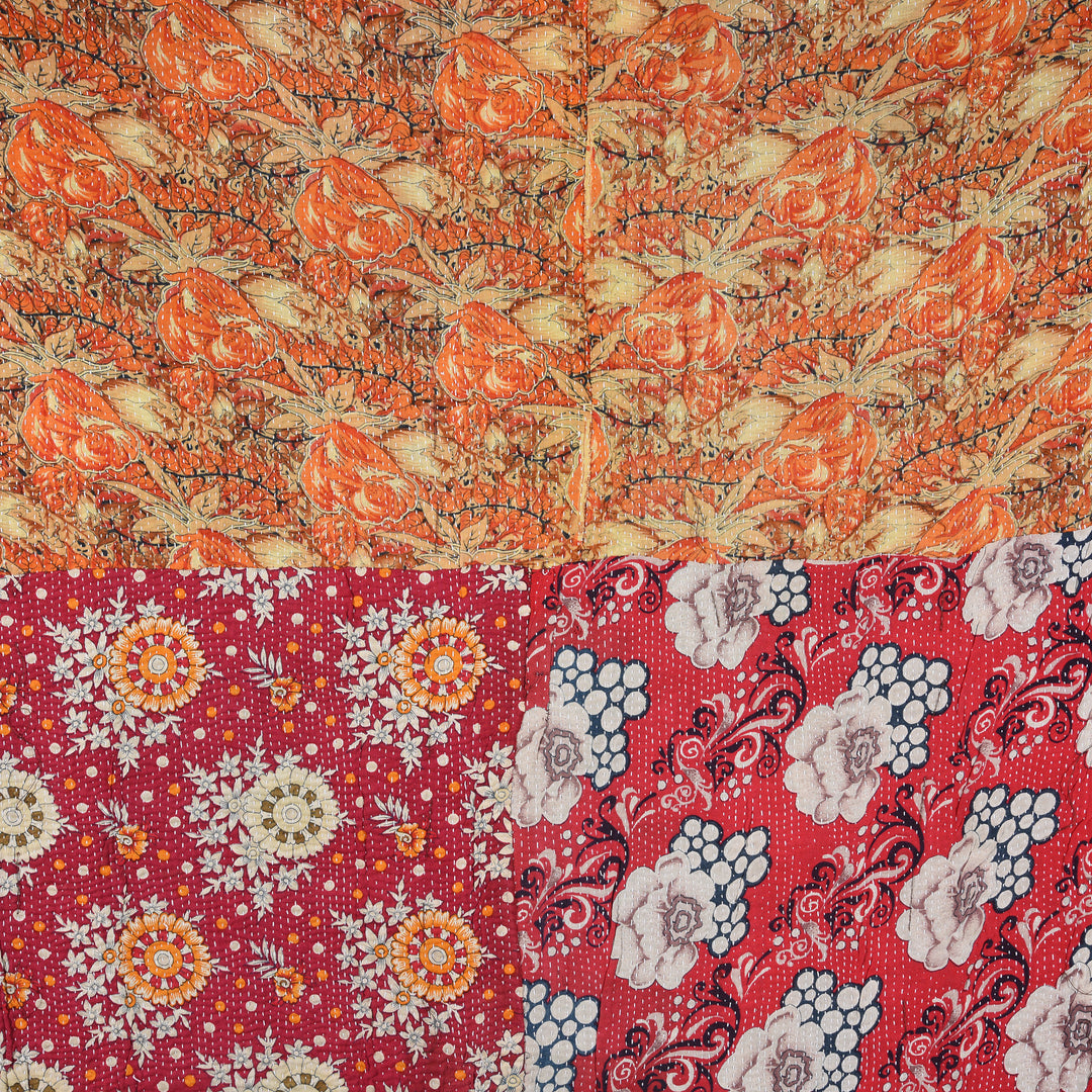 Detail From Vintage Bengali Kantha Throw | Indigo Antiques