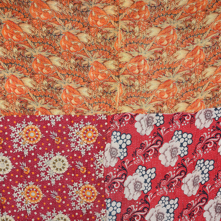 Detail From Vintage Bengali Kantha Throw | Indigo Antiques