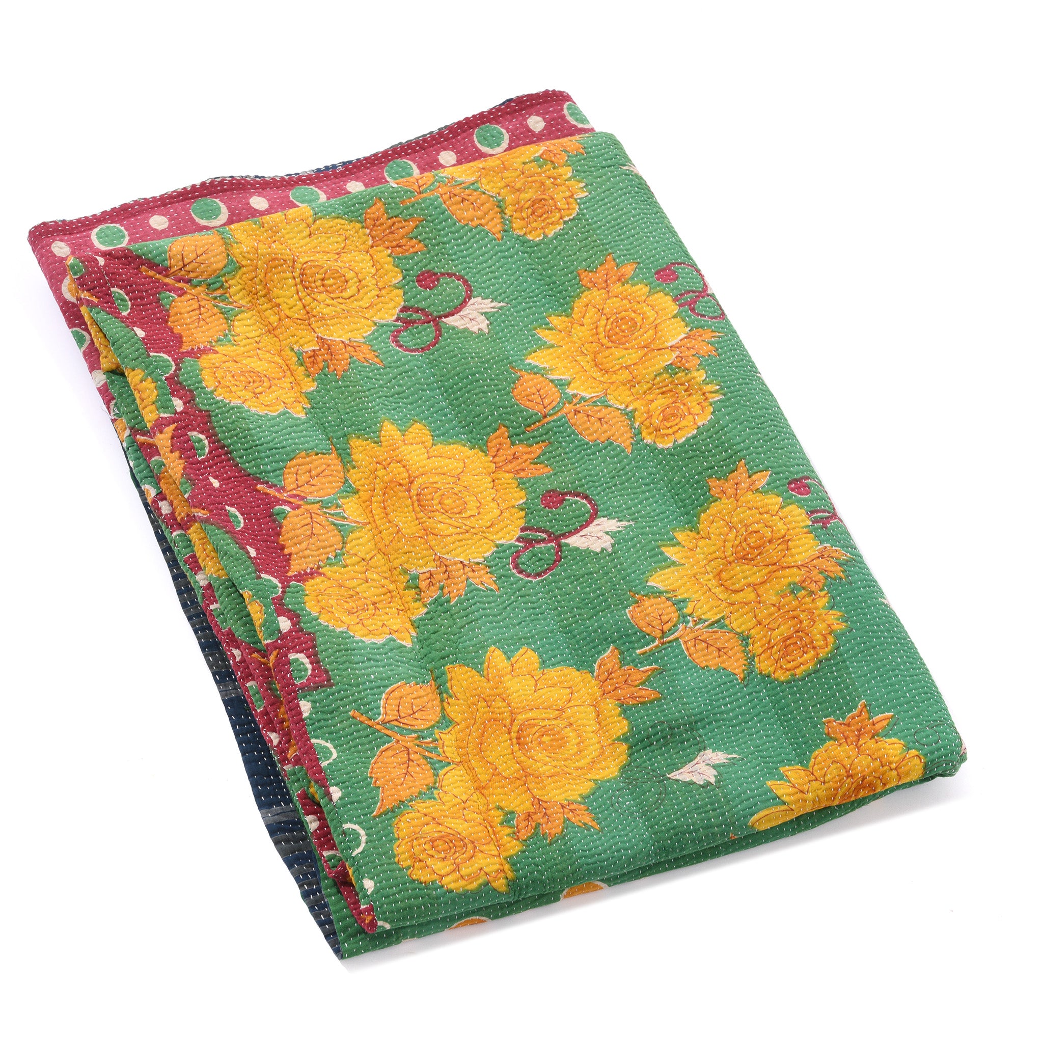 Vintage Bengali Kantha Throw Indigo Antiques