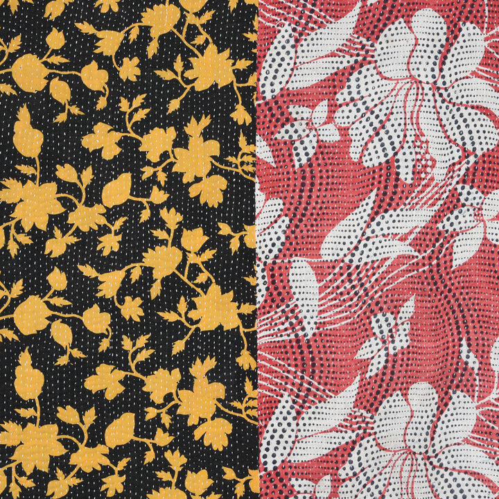 Detail From Vintage Bengali Kantha Throw | Indigo Antiques