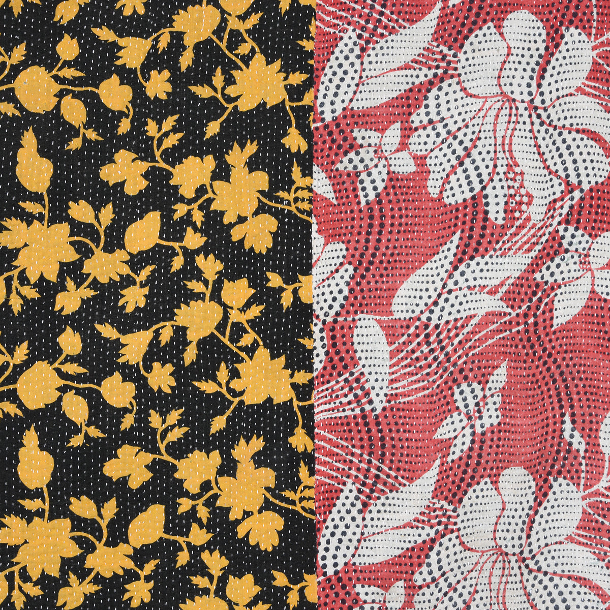 Detail From Vintage Bengali Kantha Throw | Indigo Antiques