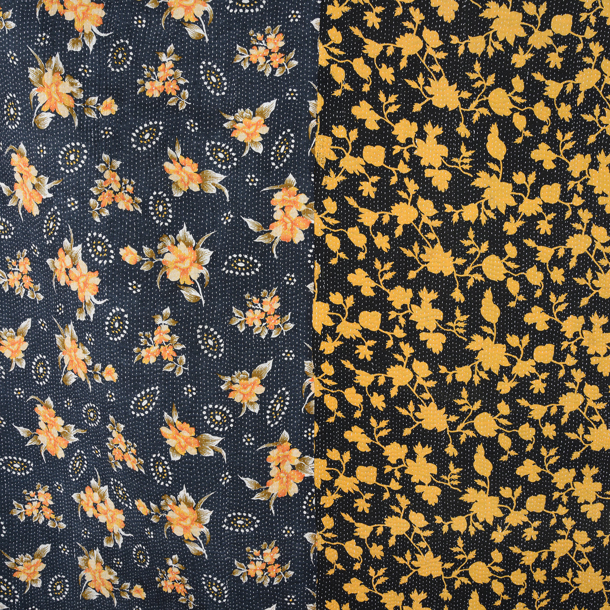 Detail From Vintage Bengali Kantha Throw | Indigo Antiques