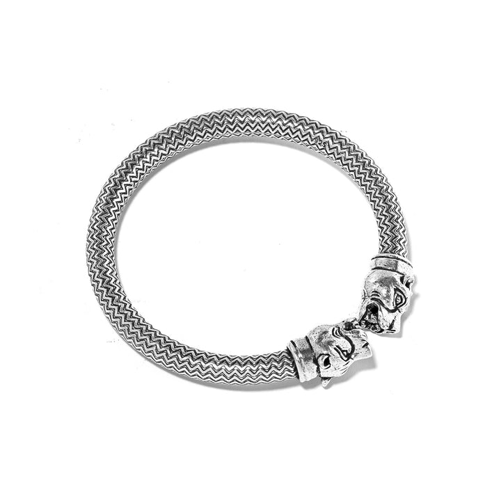 Indian Silver Tribal Lion Head Bangle | Indigo Antiques