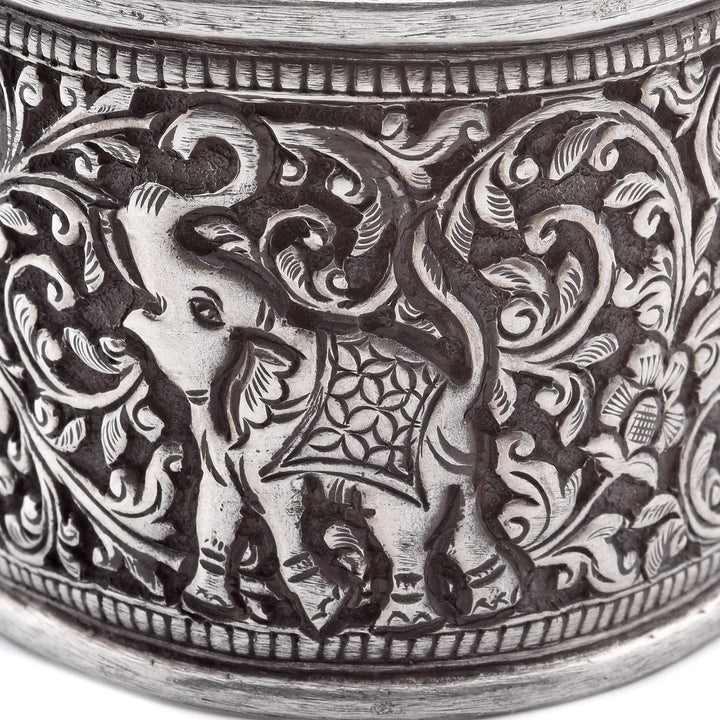 Tribal Indian Silver Elephant Cuff Bracelet | Indigo Antiques