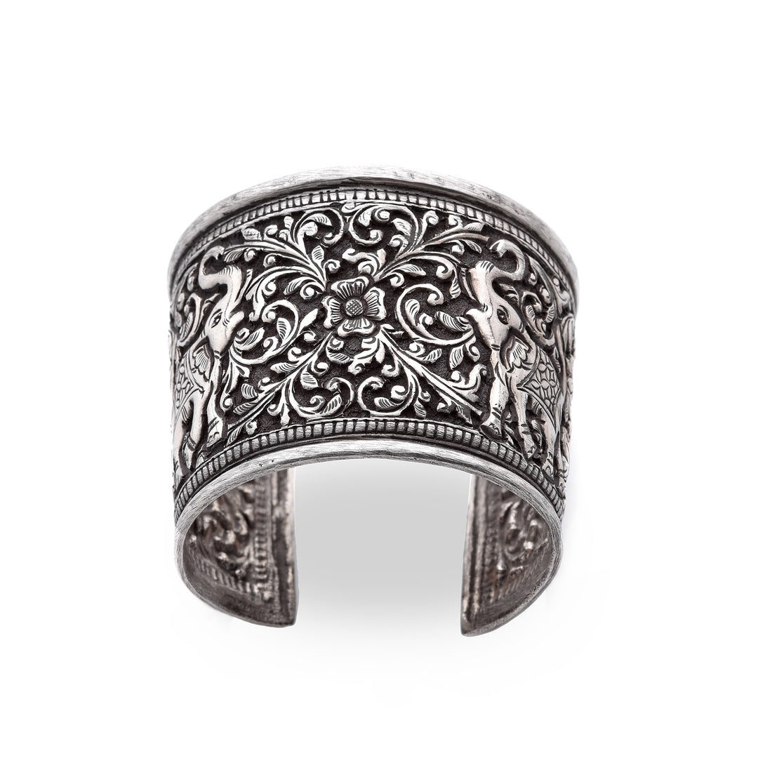 Tribal Indian Silver Elephant Cuff Bracelet | Indigo Antiques