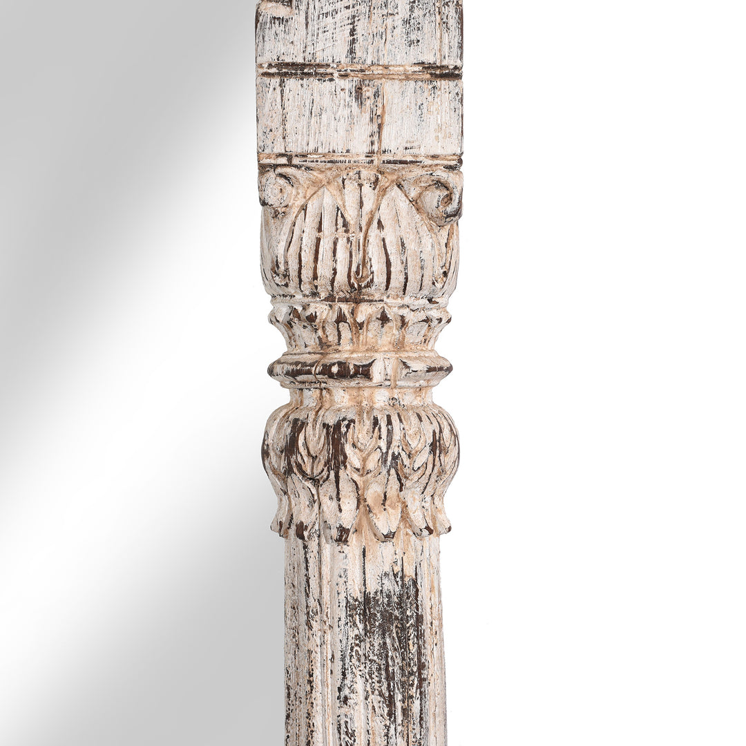 Fluting Detail Form Indian Mirror Made From An Old Teak Window - 19thC | Indigo Antiques