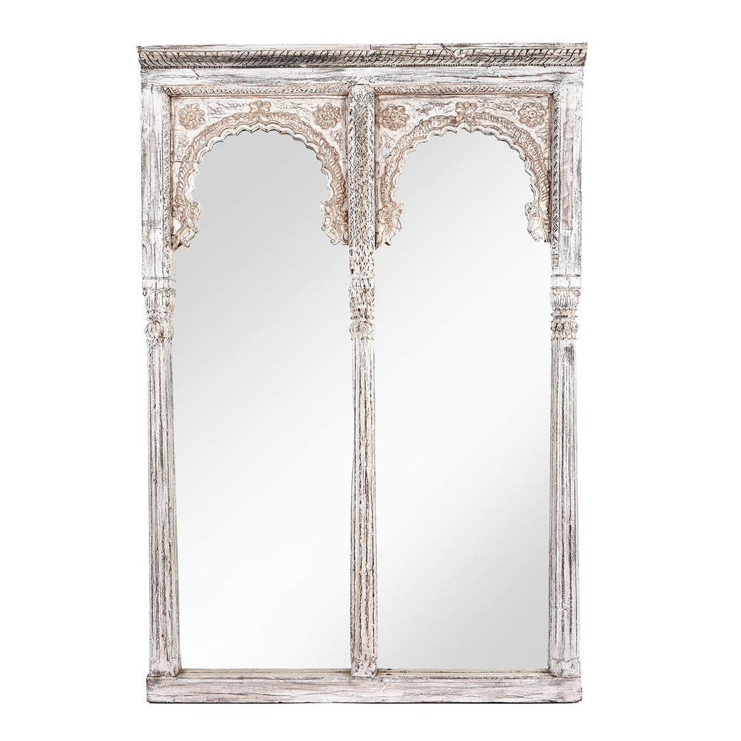 Indian Mirror Made From An Old Teak Window - 19thC | Indigo Antiques