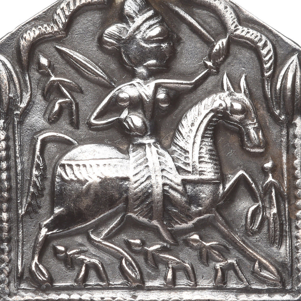 Old Tribal Silver Bhumiya Raj Amulet from Rajasthan - 19thC