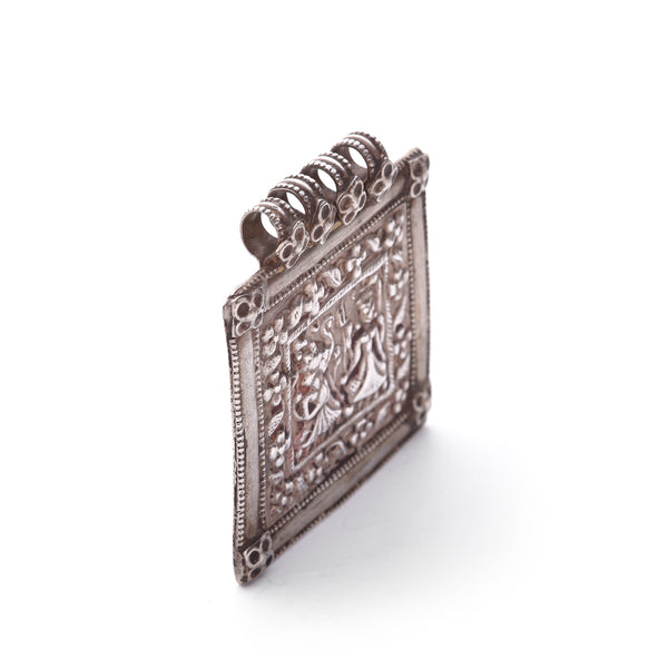 Tribal Silver Ganesh & Parvati Amulet - 19thC
