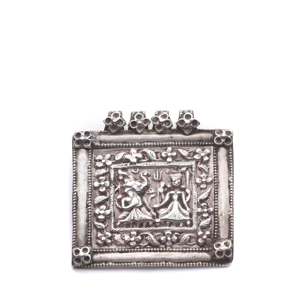 Tribal Silver Ganesh & Parvati Amulet - 19thC