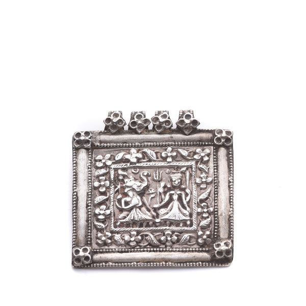 Tribal Silver Ganesh & Parvati Amulet - 19thC