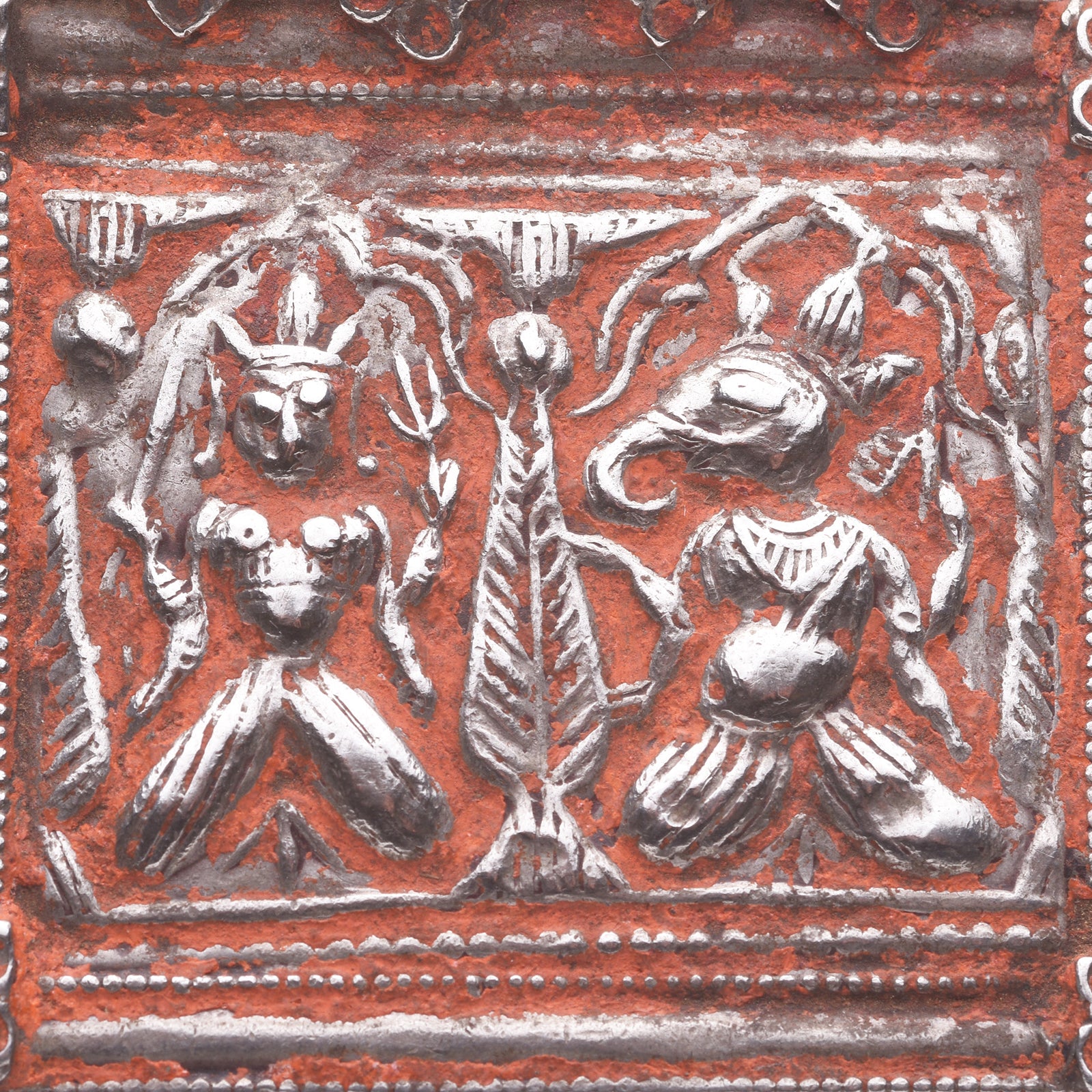 Tribal Silver Ganesh & Parvati Amulet - 19thC | Indigo Antiques