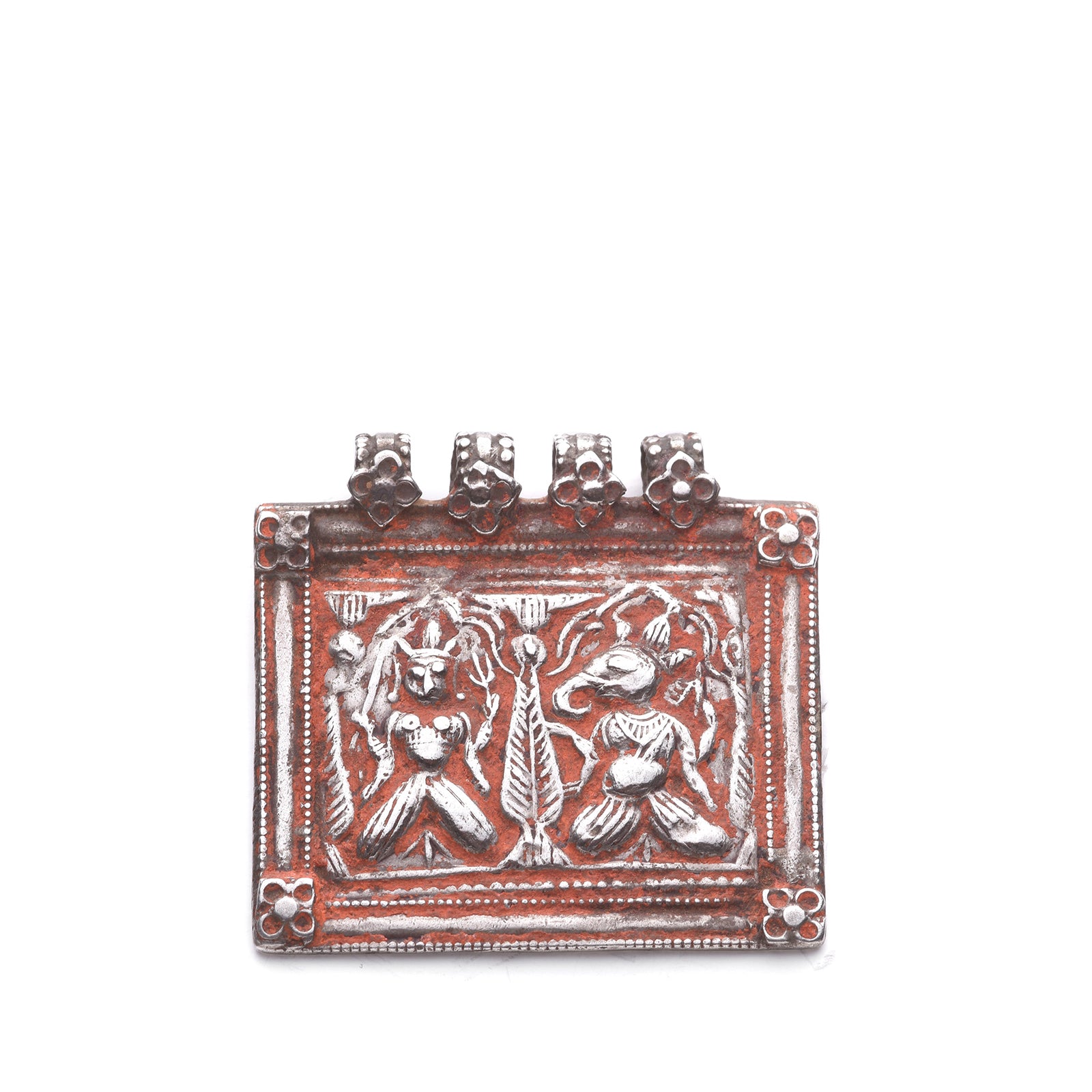 Tribal Silver Ganesh & Parvati Amulet - 19thC | Indigo Antiques