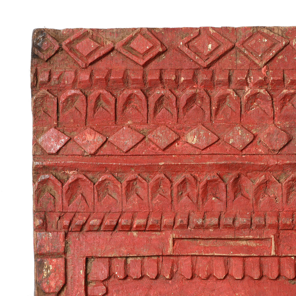 Corner Detail From Antique Carved Teak Votive Panel From Andra Pradesh - 80-120 Yrs Old | Indigo Antiques