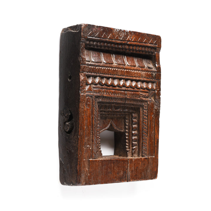 Angled View Of Carved Indian Teak Votive Panel From Andra Pradesh - 19thC | Indigo Antiques