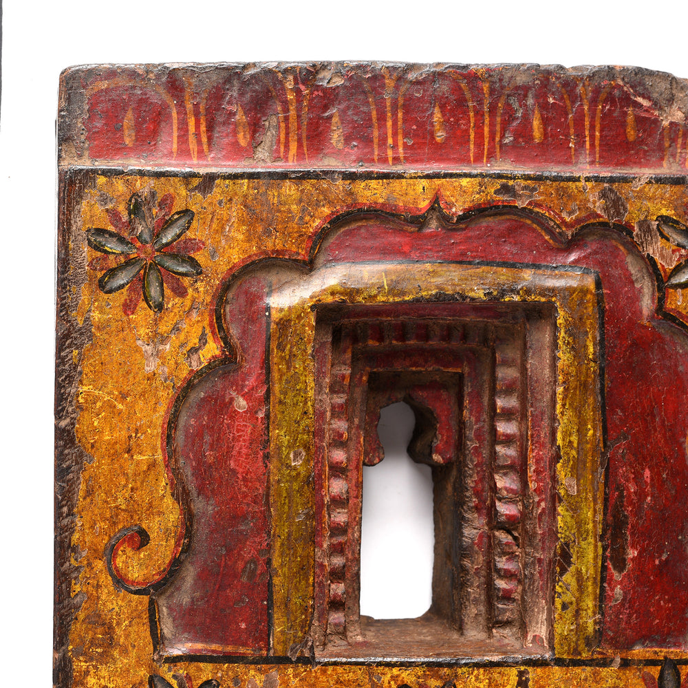 Corner detail From Carved Teak Votive Panel From Andra Pradesh - 80-120 Yrs Old | Indigo Antiques 