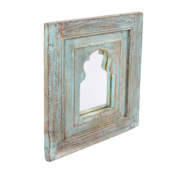 Angled View Of  Mihrab Mirror Frame Made From Old Teak | Indigo Antiques