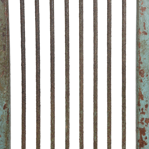 Light Blue Painted Teak Dog Gate From Gujarat - 19thC