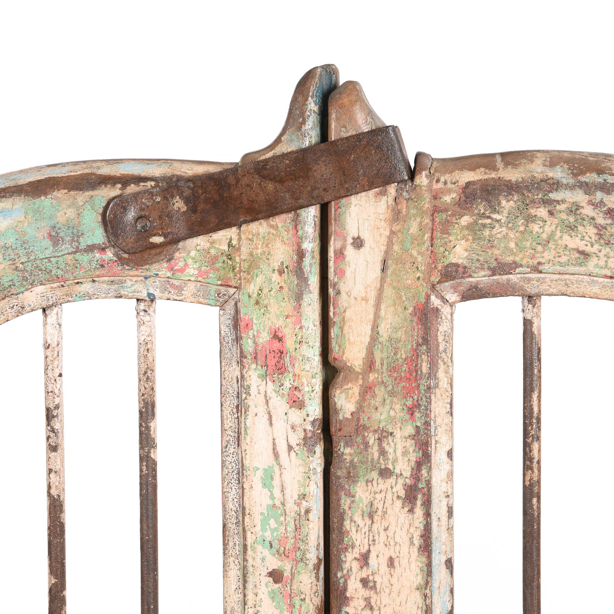 Latch On Painted Teak Dog Gates From Gujarat - 19Thc | Indigo Antiques