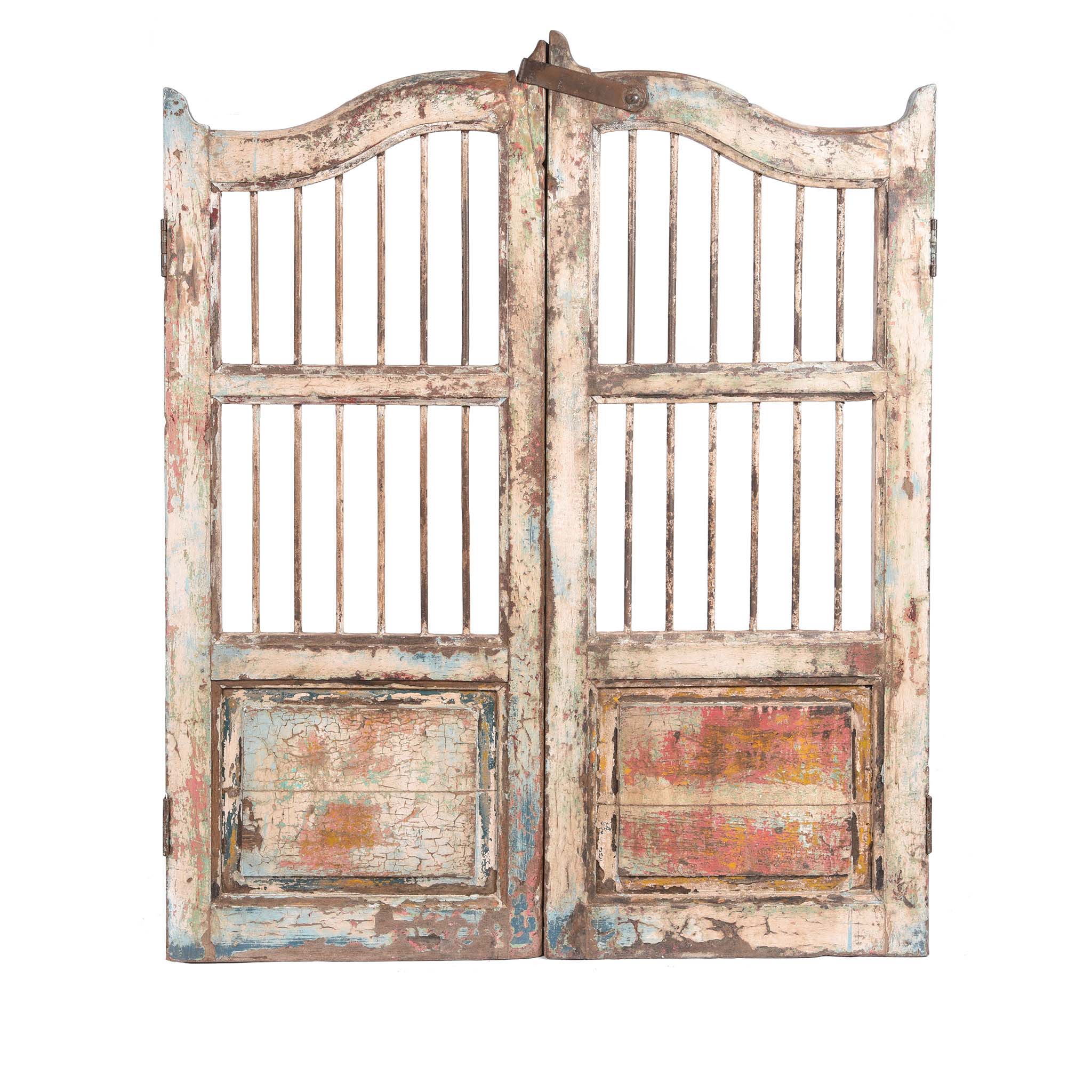 Reverse Of Painted Teak Dog Gates From Gujarat - 19Thc | Indigo Antiques