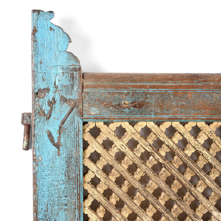 Reverse Detail From Painted Teak Dog Gate From Gujarat - 19thC | Indigo Antiques